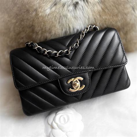 chanel black chevron mini flap bag